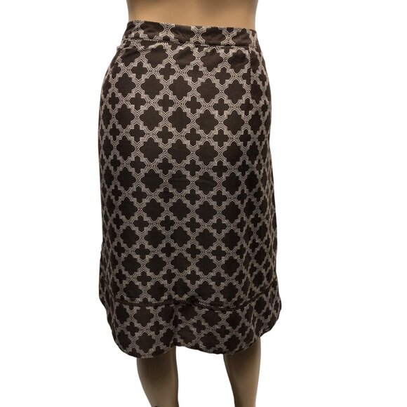 Jaclyn Smith Skirt Womens Sz 16 Brown White Lined Lightweight A-Line Office NEW - Picture 2 of 10